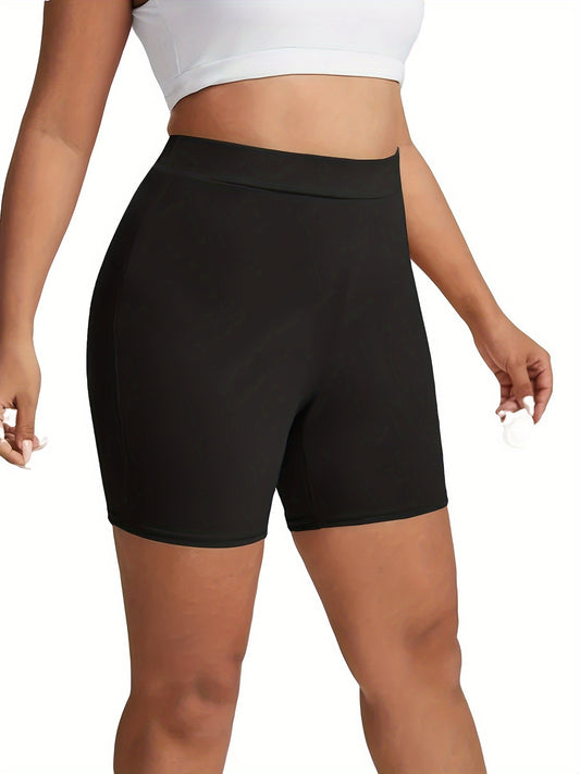 Women's Plus Solid High Rise High Stretch Biker Shorts