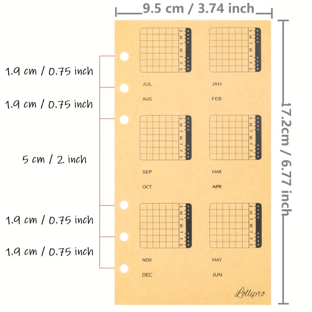 Calendar Index Sticker Self Adhesive Divider With A6 Plastic Protector