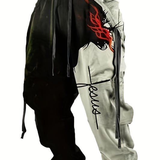 Men's Two Drawstring Pocket Sweatpants Loose Comfy Jogger Pants