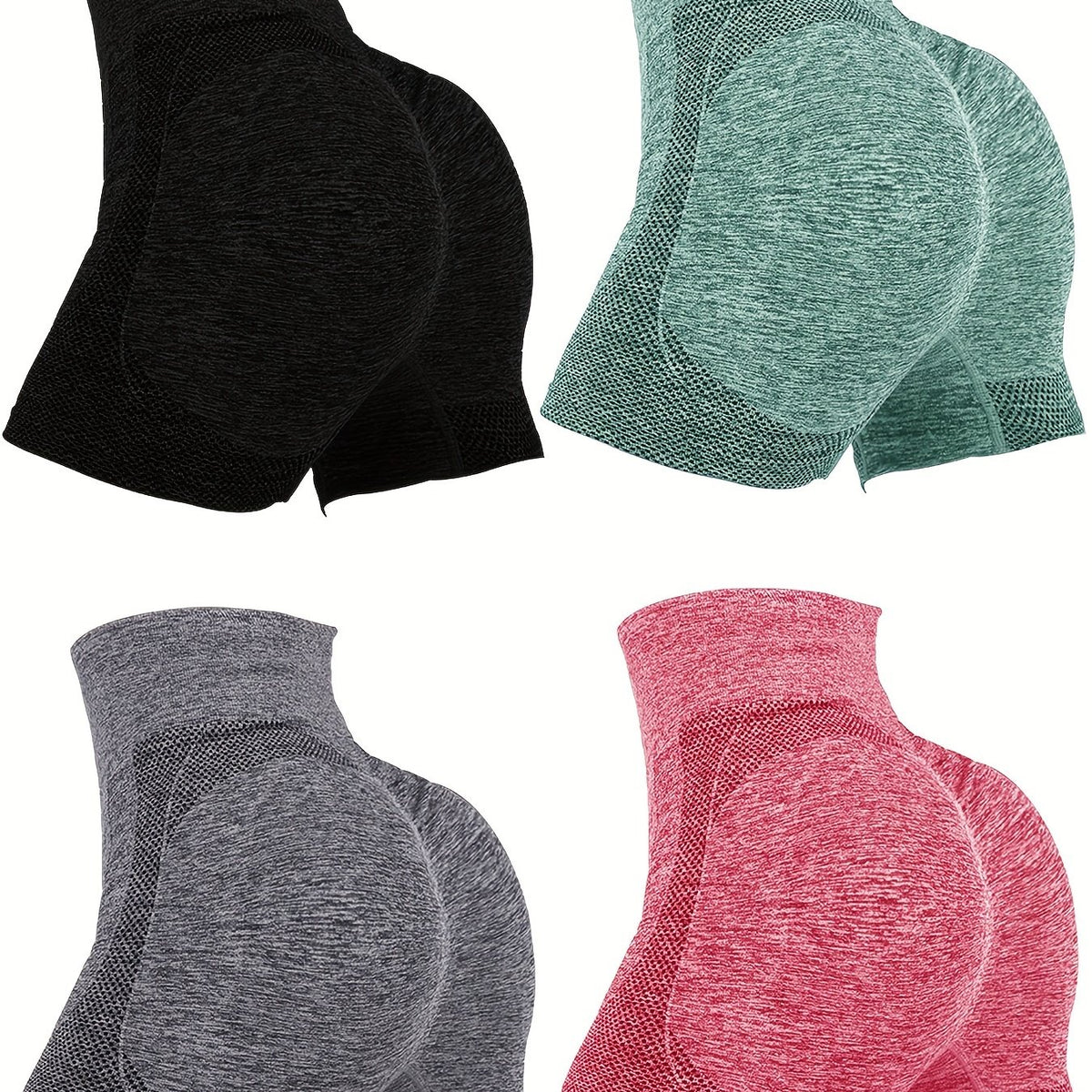 4-Pack High Waist Butt Lifting Workout Shorts for Women