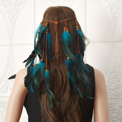 Boho Style Peacock Feather Head Band Indian Hand woven Hair Accessories