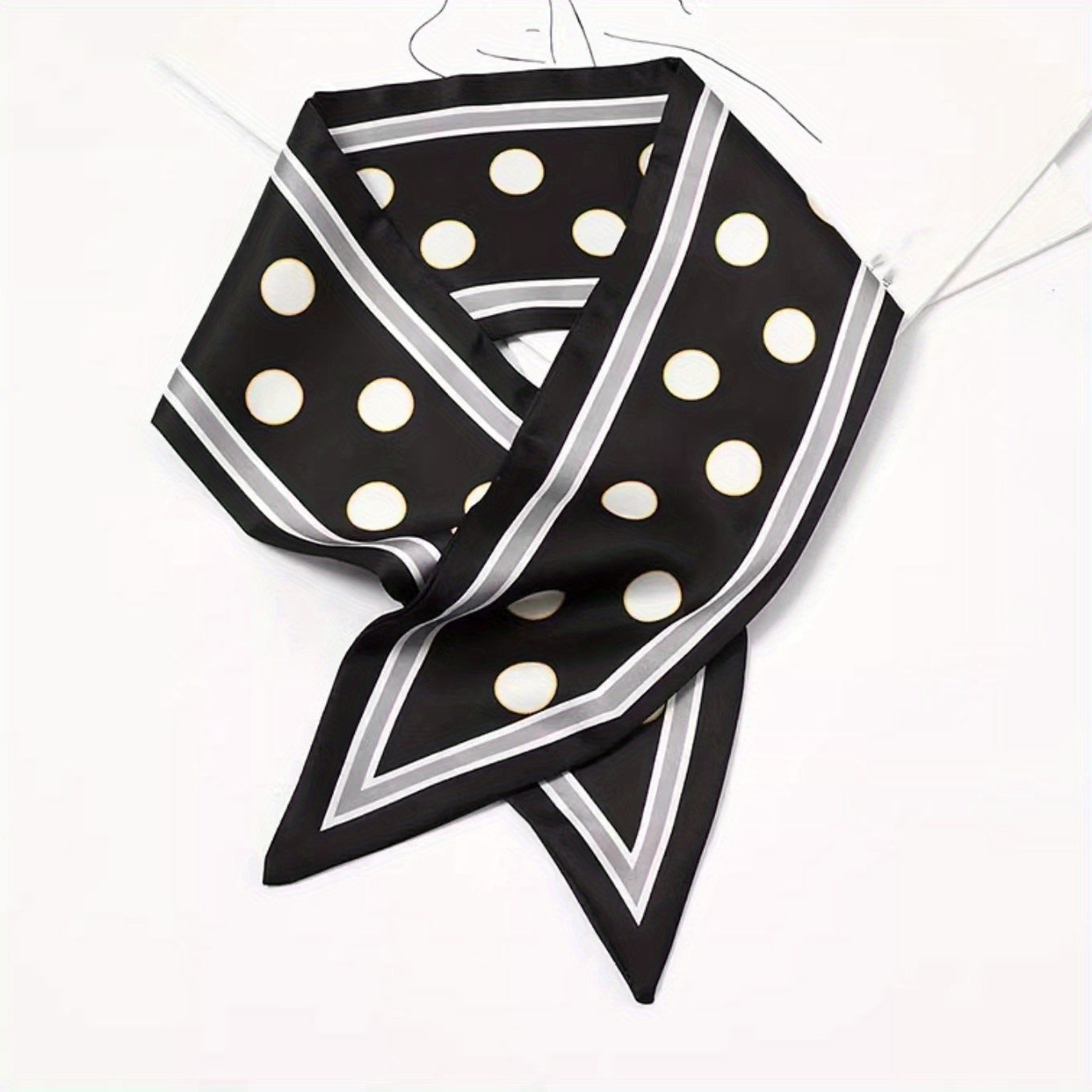 Skinny Scarf Polka Dot Silk Neckerchief Hair Ribbon