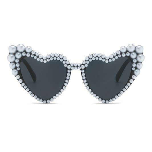 Heart Sunglasses Faux Pearl Party Decorative Sun Shades UV400