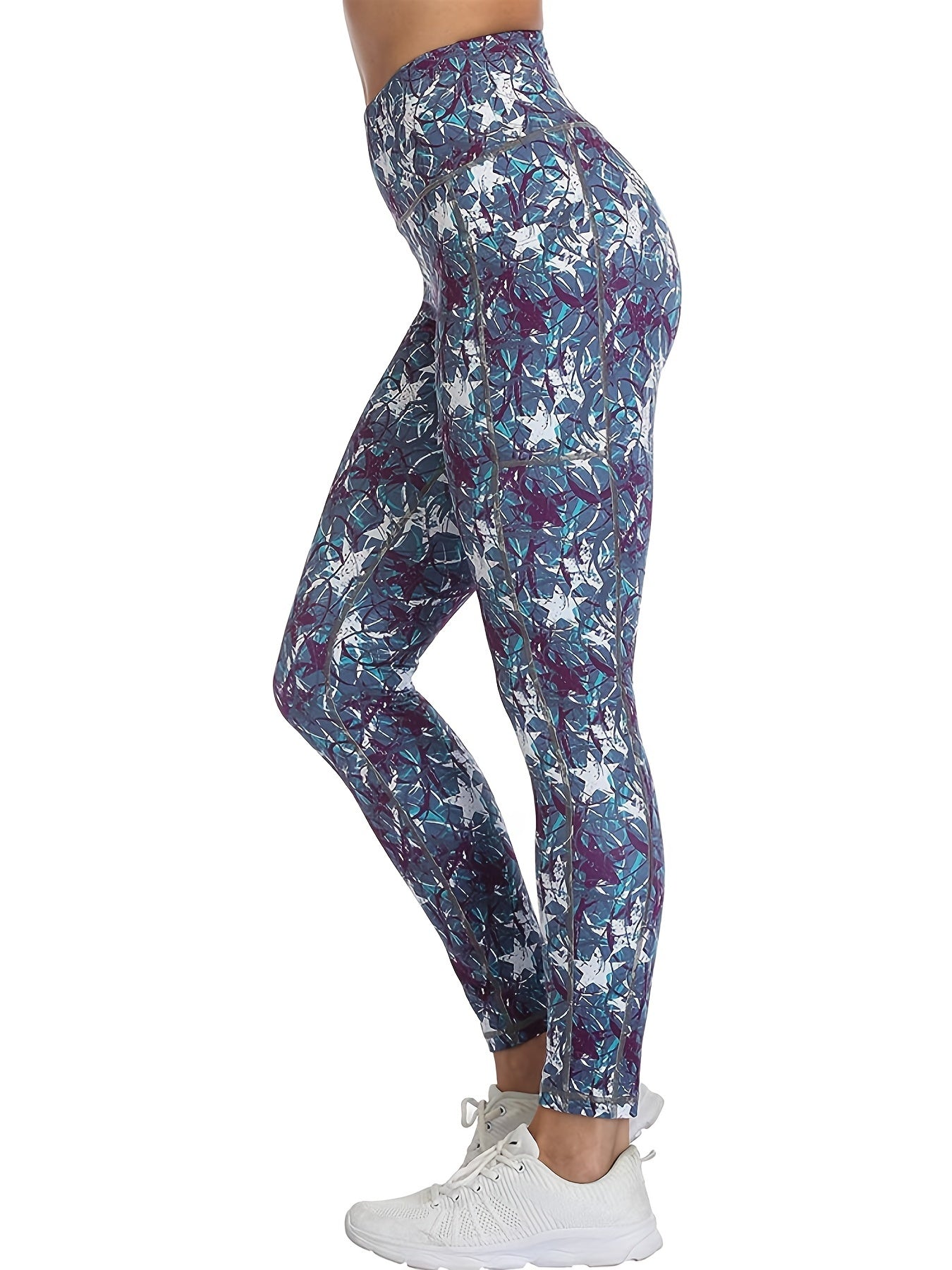 Star Graphic Yoga Leggings High Waist Workout Running Gym Pants Women's