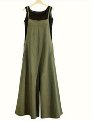  Casual Overalls Women's Plus Solid Loose Wide Leg Cami Jumpsuit