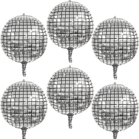 6pcs 4D 55 88 Cm Disco Balloon Set Silvery Wedding Birthday Party Decor