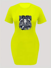  Goth Dress Women's Plus Cartoon Figure & Skull Print Dress