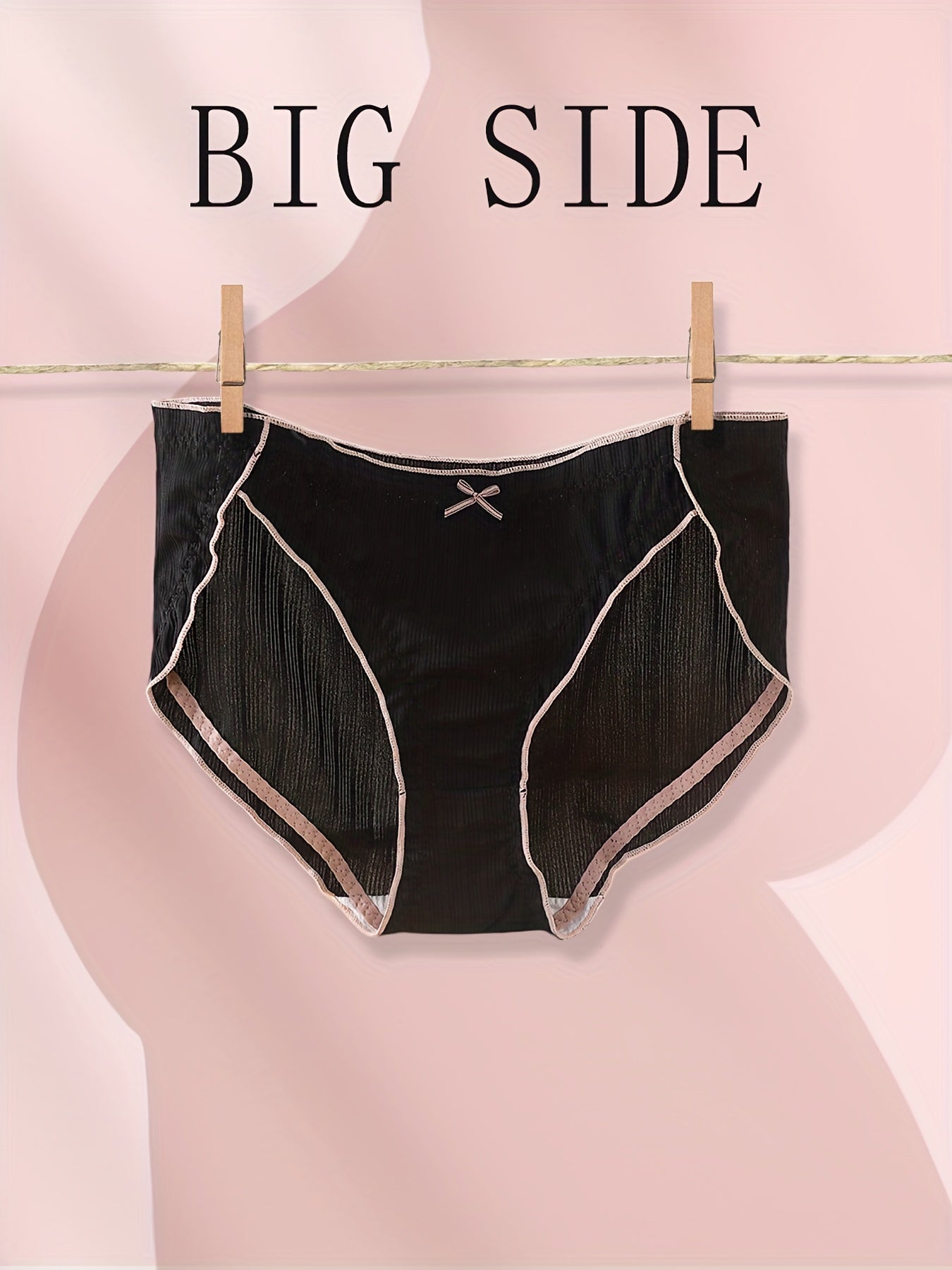  Panty Women's Plus Contrast Trim Low Waist Mini Bow