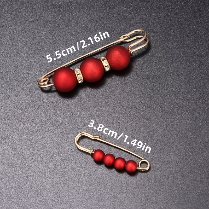 2pcs Faux Pearl Brooch Pins Rhinestones Collar Pin DIY Accessories