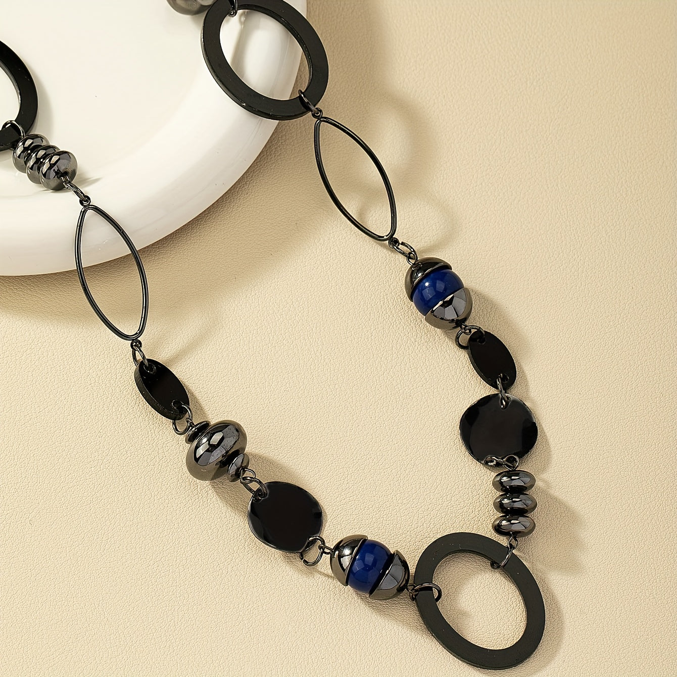 Vintage Long Necklace Resin Stone Jewelry