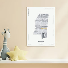 Mississippi State Letter Maps Stickers Modern Typography Art Series