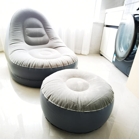 Inflatable Lounge Chair With Footstool Portable Inflatable Sofa Air Lounger