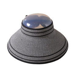 Stripe Summer Visors Solid Foldable Straw Hat Outdoor Travel Beach Cap