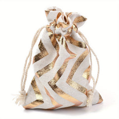 5pcs Christmas Theme Cotton Fabric Bag Drawstring Bags Star Pattern 14x10cm