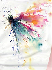 Girls Tie Dye Dragonfly Print Short Sleeve T shirt Comfy Tees Pullover
