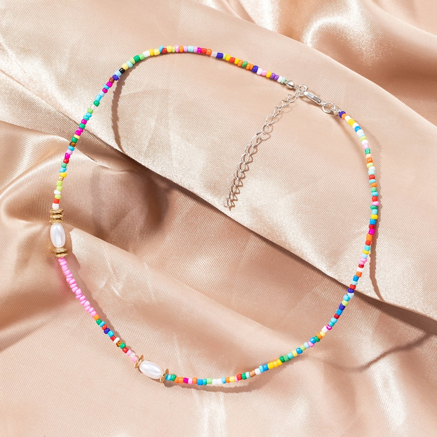 Colorful Beaded Necklace Boho Style Jewelry Decor 1 Pc