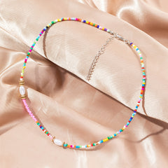Colorful Beaded Necklace Boho Style Jewelry Decor 1 Pc