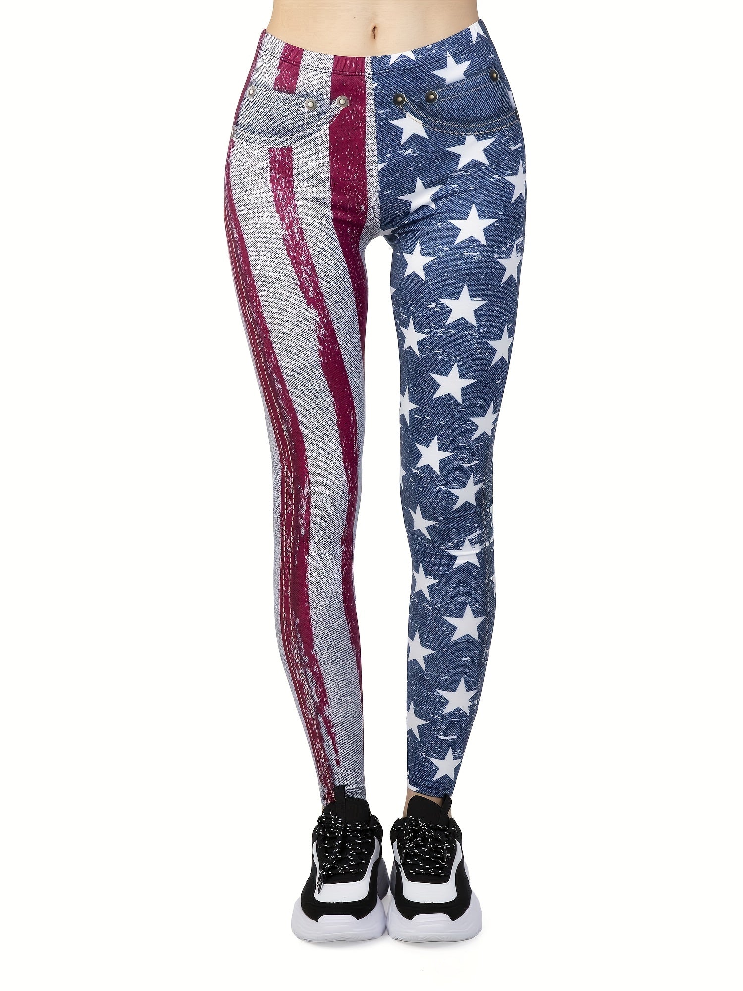American Flag Print Leggings High Waist Slim Fit Women's Clothing