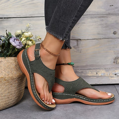 Women's Thone Wedge Sandals Retro Open Toe Shoes