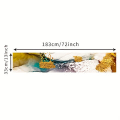 Retro Teal Burlap Marble Table Runner for Home Decor