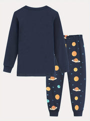 Boys Universe Planets Graphic Long Sleeve Pajamas Set