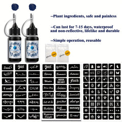 2 Bottles Semi-Permanent Tattoo Dye Paste for Men and Women