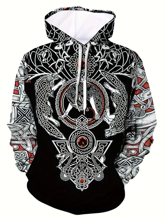 Men's Mythical Graphic Novel Hoodie Vintage Breathable Hooded Sweatshirt