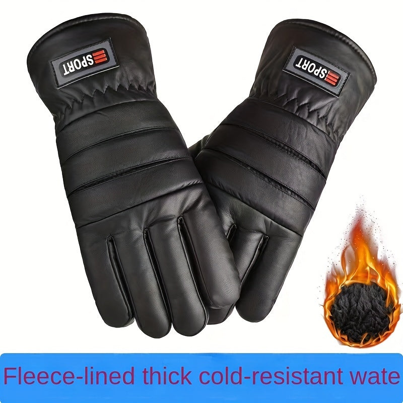 Winter Velvet Thermal Gloves PU Waterproof Warm Anti Slip Gloves