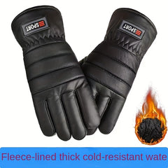 Winter Velvet Thermal Gloves PU Waterproof Warm Anti Slip Gloves