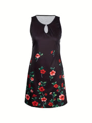  Floral & Butterfly Print Tank Dress