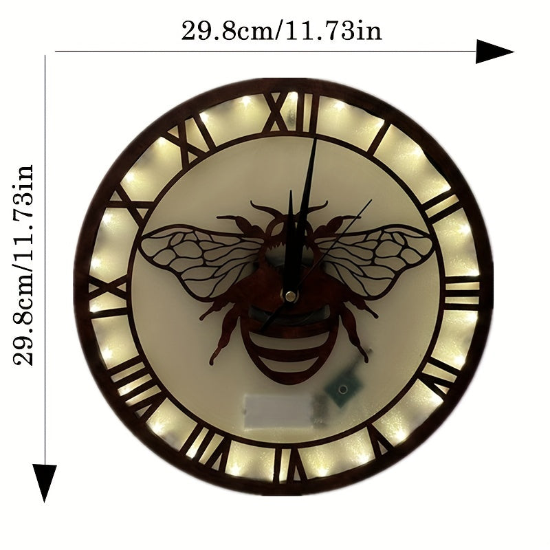 LED Lights Wooden Home Decoration Wall Clock