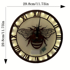 LED Lights Wooden Home Decoration Wall Clock