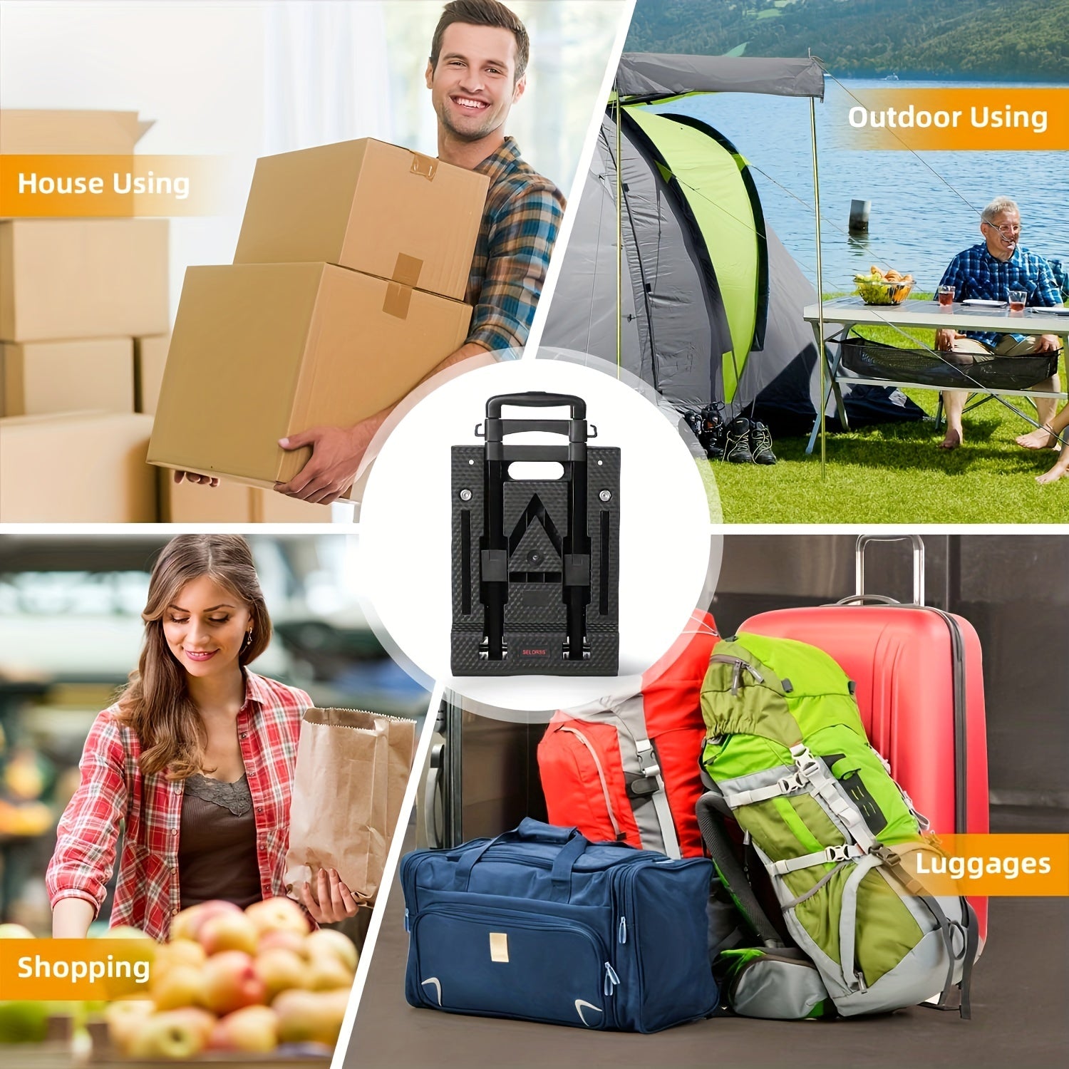 Foldable Hand Truck Utility Cart Portable Multipurpose Grocery Shopping Cart