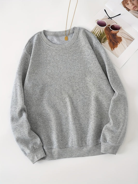 Women's Solid Crew Neck Sweatshirt for Fall & Winter