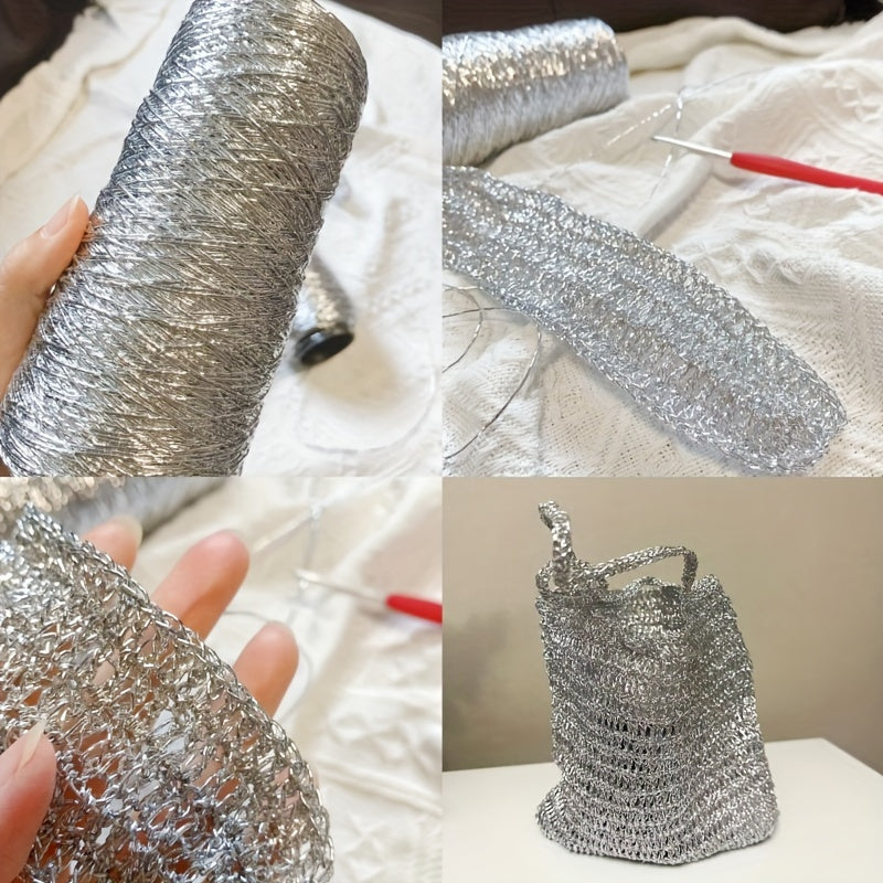 1pc Metallic Crochet Yarn 1MM Sparkling Thread for Handbag Purse Needlework