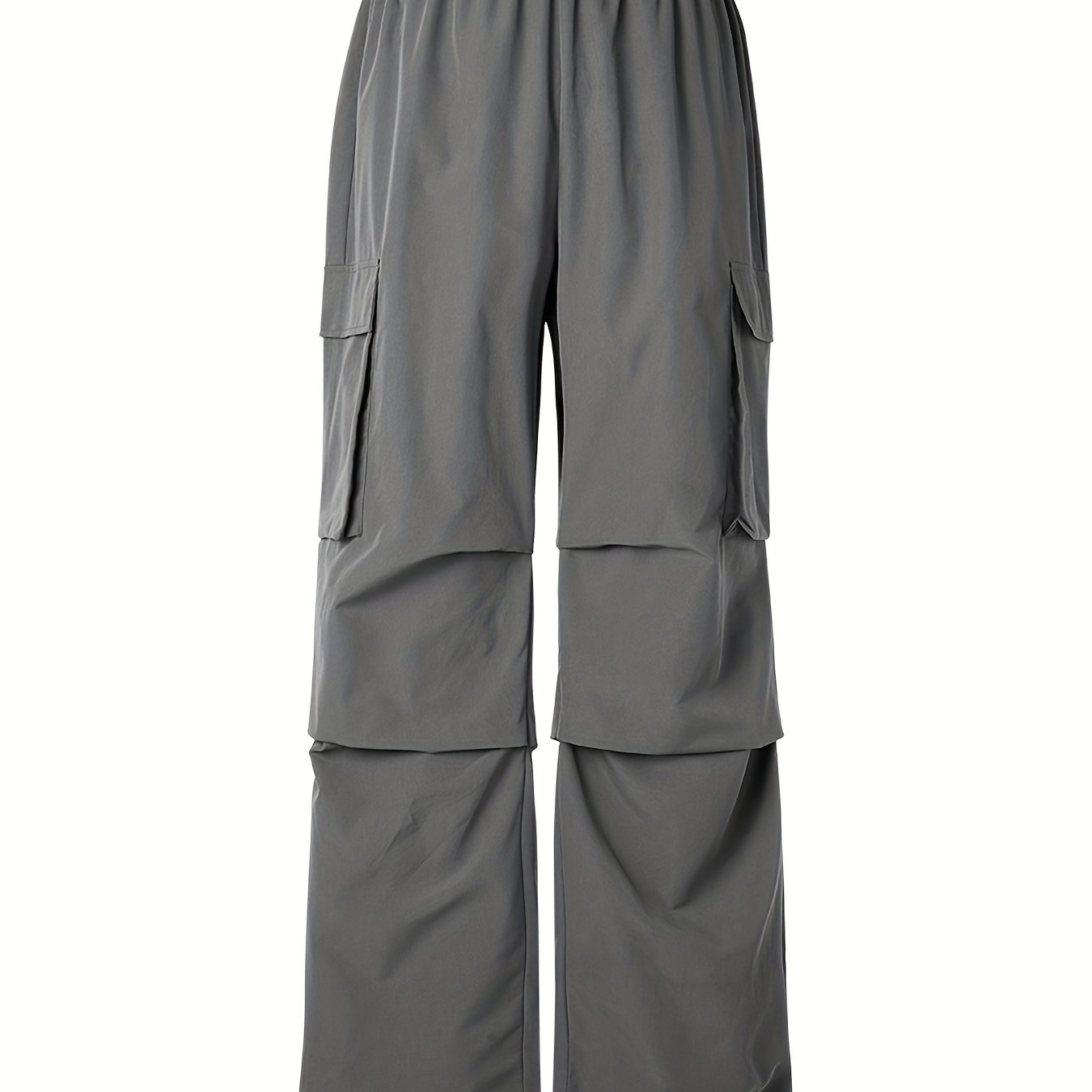  Y2K Cargo Pants Solid Elastic Drawstring Straight Leg