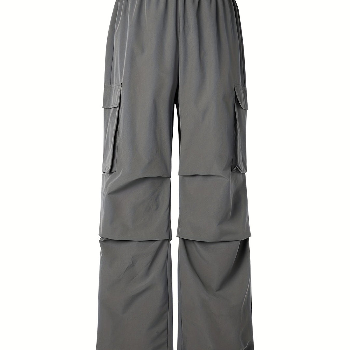  Y2K Cargo Pants Solid Elastic Drawstring Straight Leg