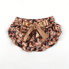 2pcs Baby Shorts Cashew Flower Satin PP Pants Sunflower Headband Set