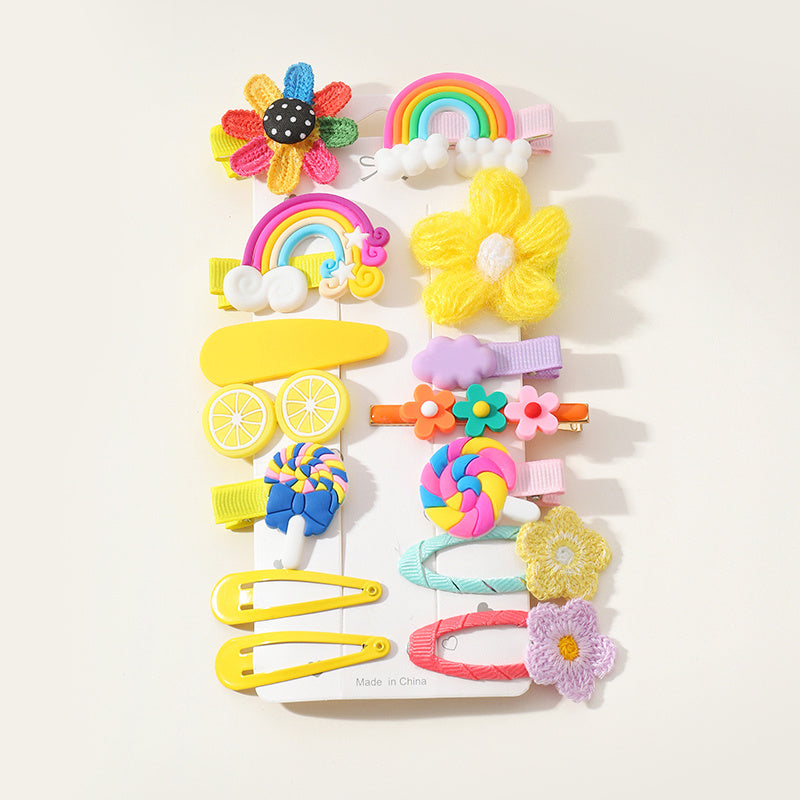 14pcs Kids Flower Candy Hair Clip Girls Hair Accessories Set
