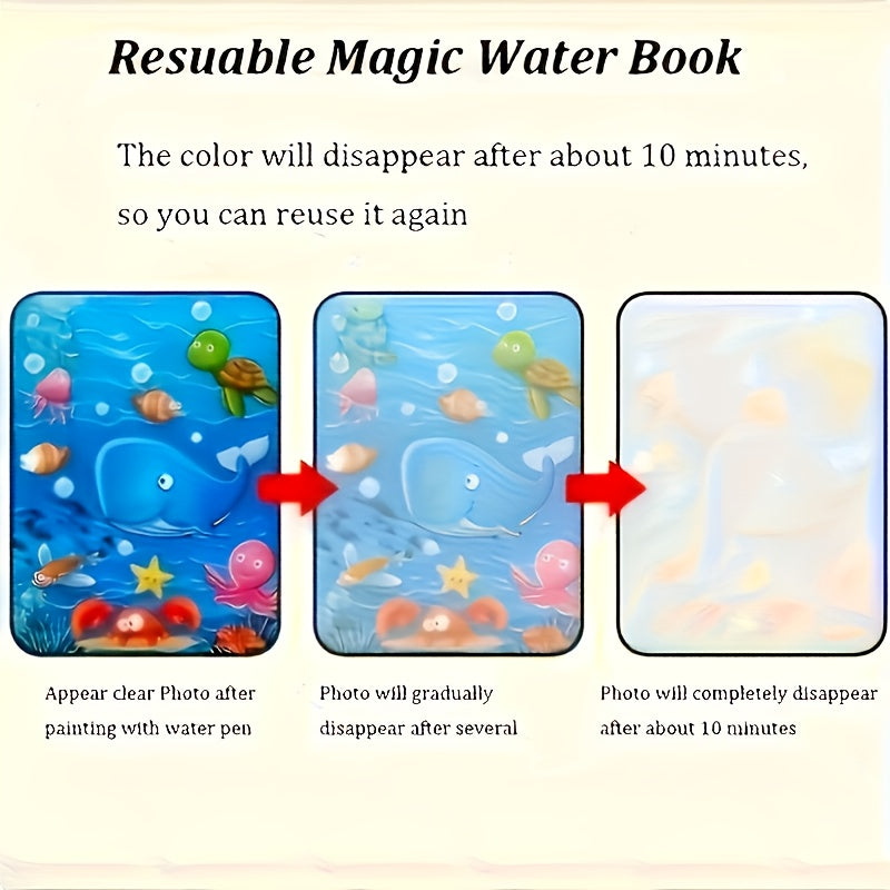 4pcs Reusable Magic Watercolor Books for Kids Educational Cartoon Coloring Set