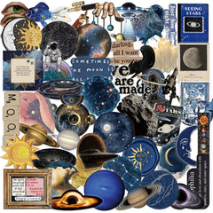 50pcs Space Themed Stickers for Notebooks Astronauts Planets Constellations