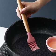 Silicone Applicator Brush Wooden Handle Heat Resistant Pastry Brush