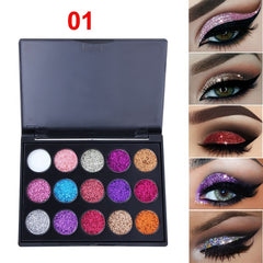 CmaaDu 15-Color Diamond Glitter Eyeshadow Tray - Shallot Powder