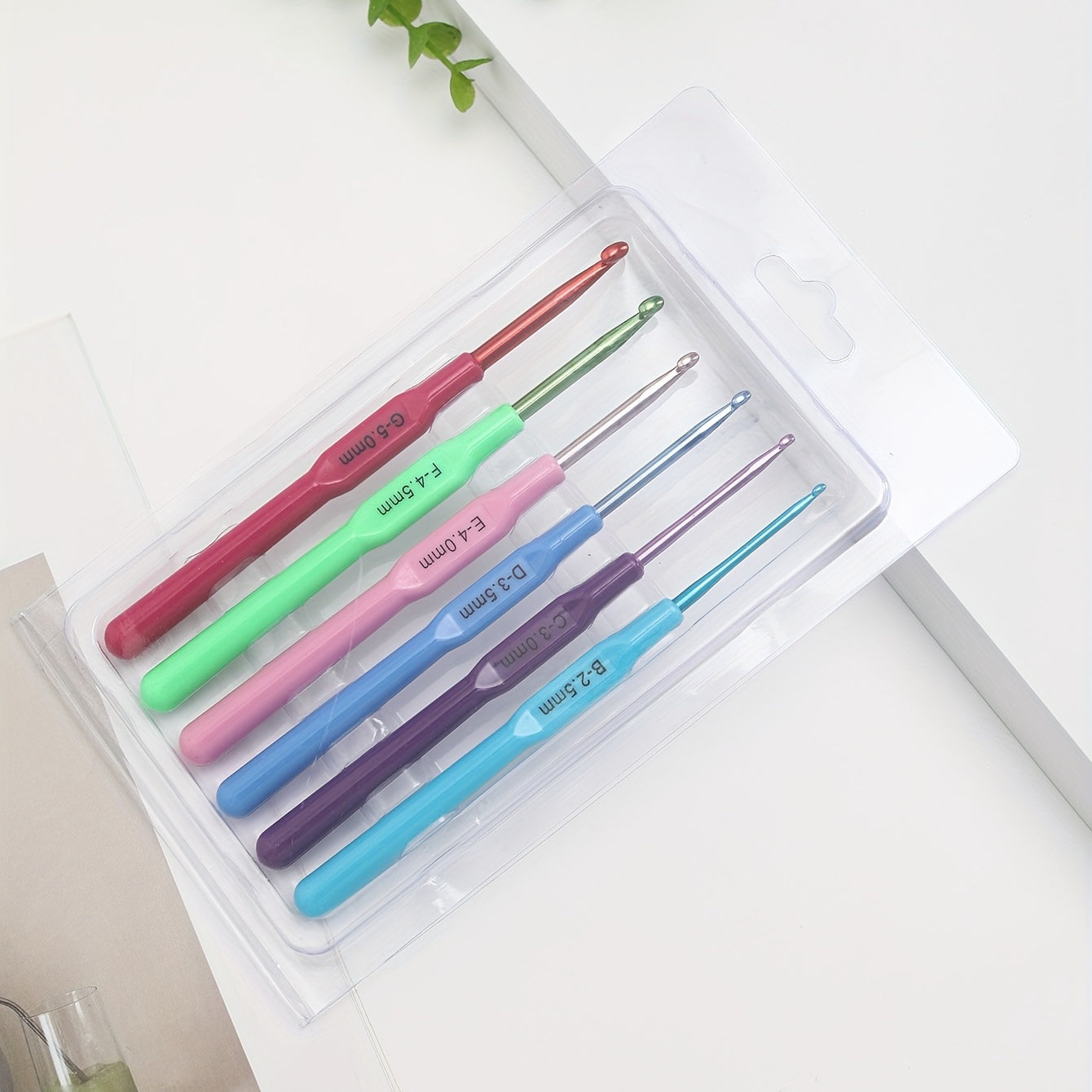 6pcs Thin Handle Crochet Hooks Soft Grip Set