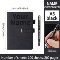 Custom A5 Notebook Personalized Soft PU Leather Journal Gray/Brown