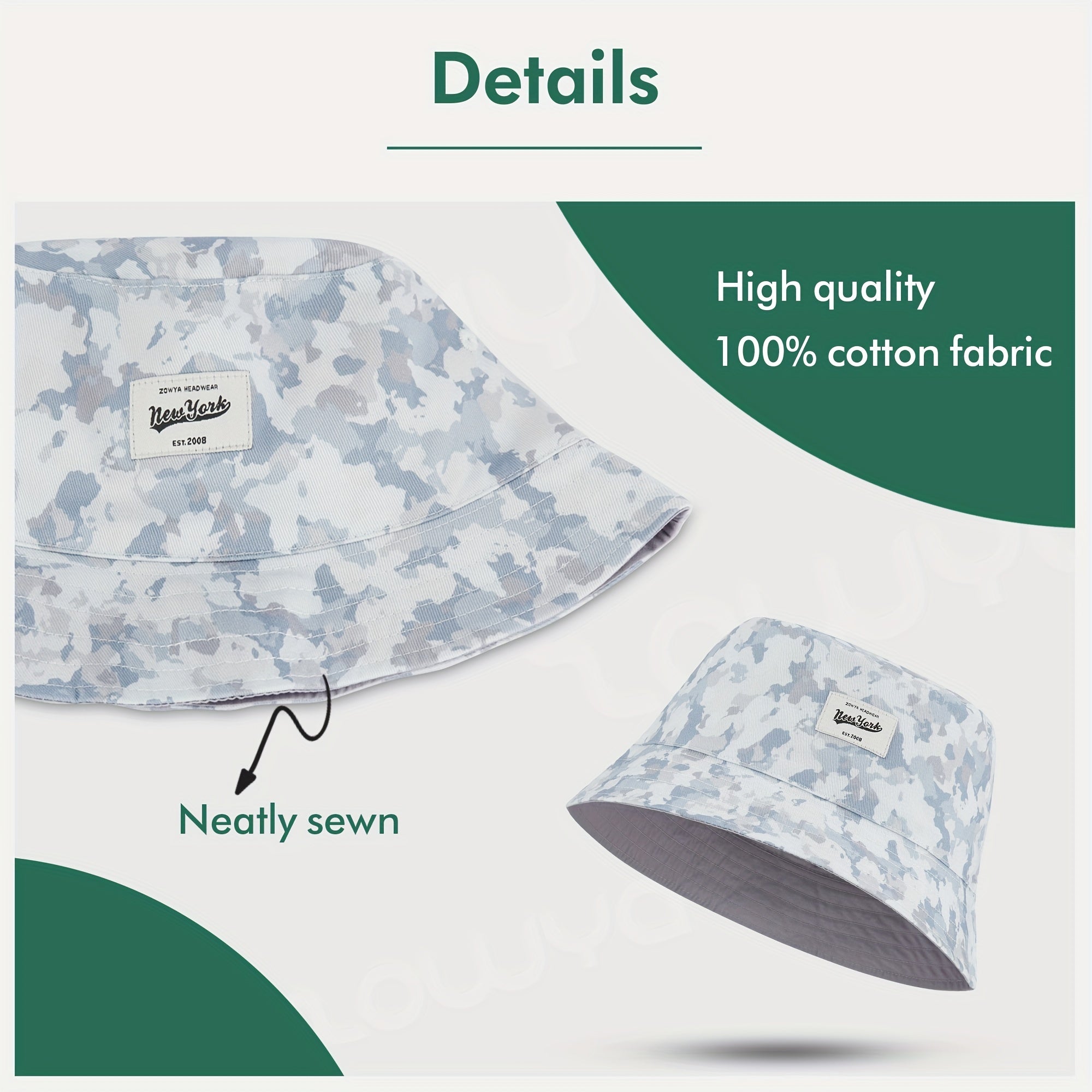 Unisex Reversible Cotton Bucket Hats for Summer Travel Beach