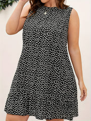  Ditsy Print Round Neck Tank Dress