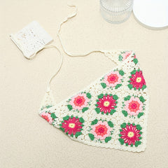 Sweet Flower Crochet Triangle Scarf Headband Hair Accessories