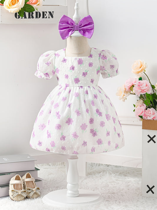 Baby Girls Sweet Floral Print Princess Dress