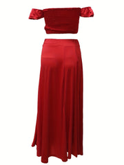 Boho Bodycon 2 Piece Set Off Shoulder Tube Top & Maxi Skirt